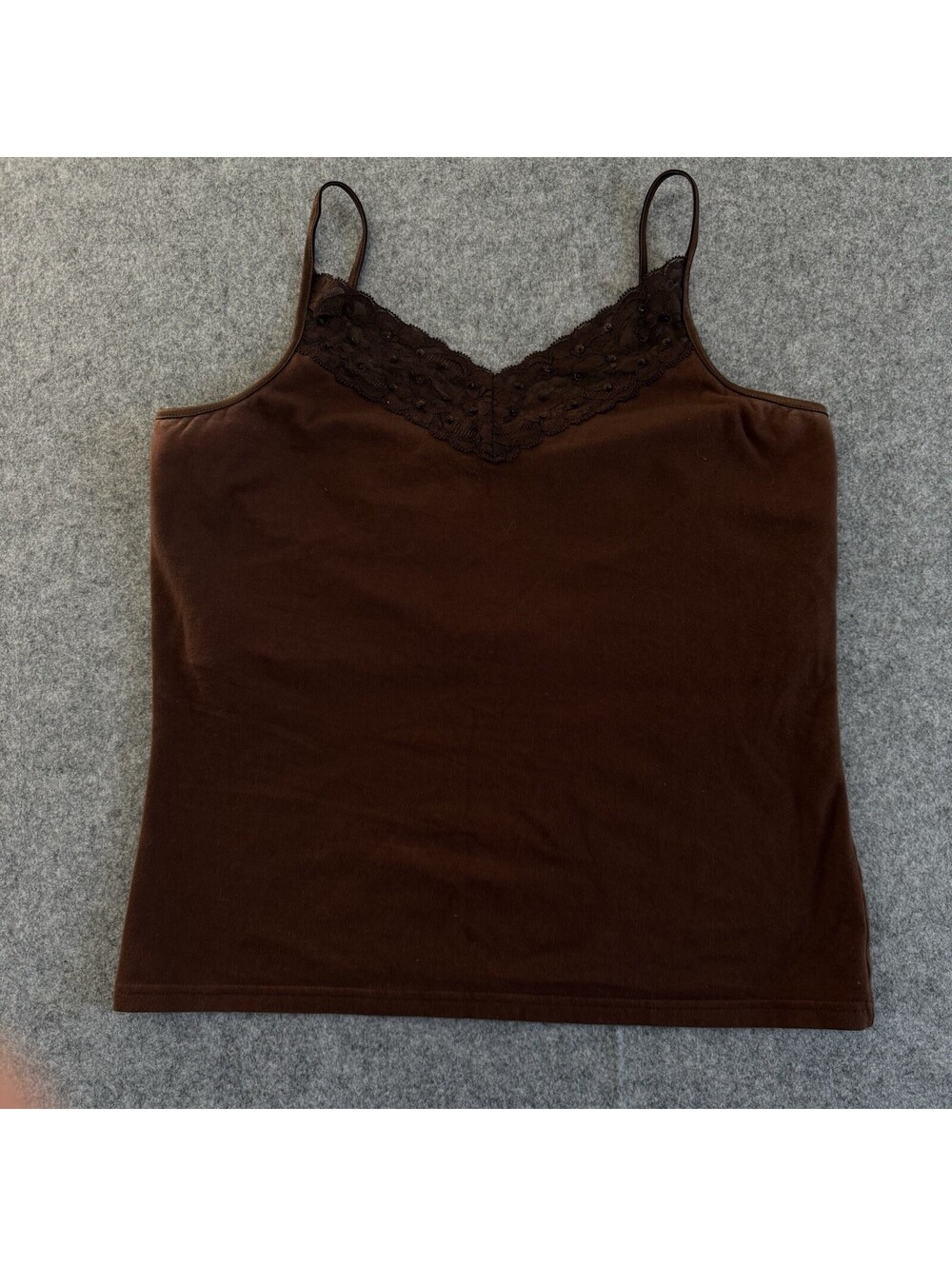 L Women's Bailey's Point Brown Camisole Tank Built In Support Cups Worn